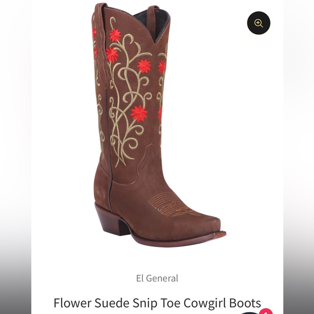 El General suede snip toe cowgirl boots